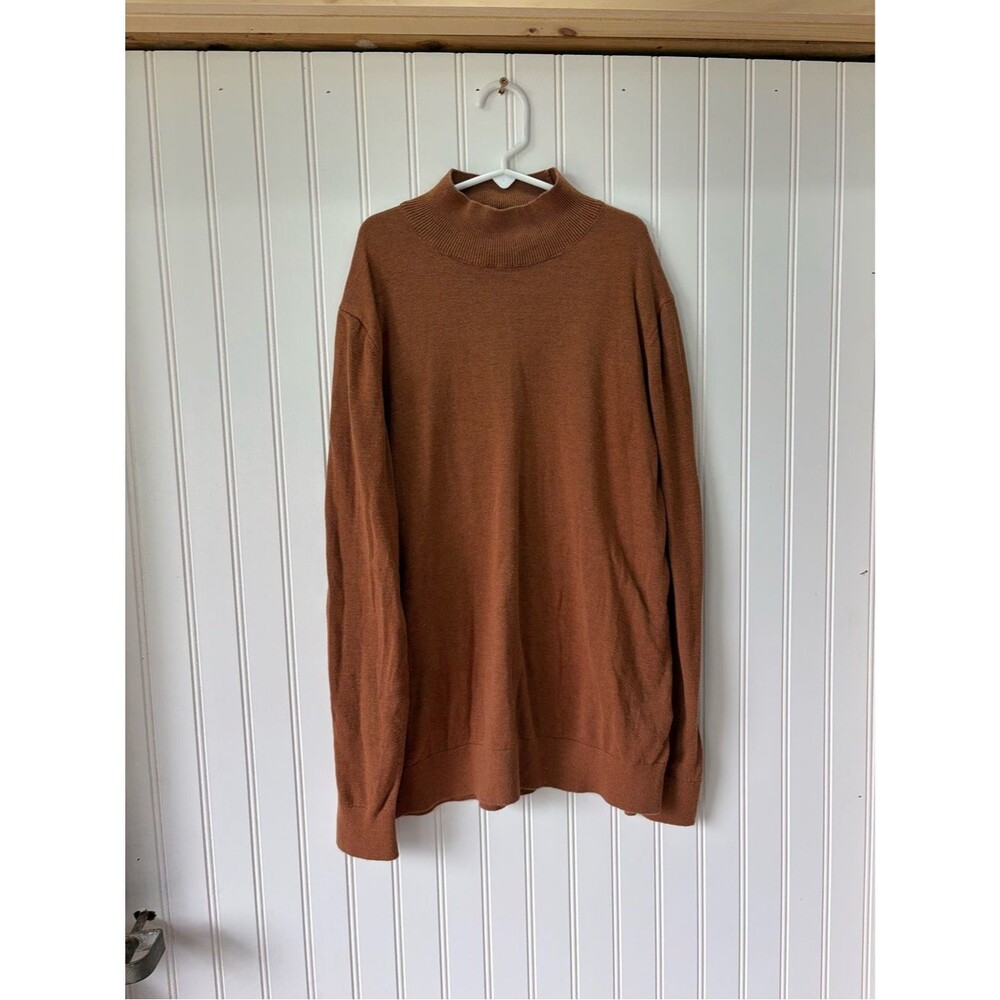 H&M Men's mock Sweater in Rust Brown